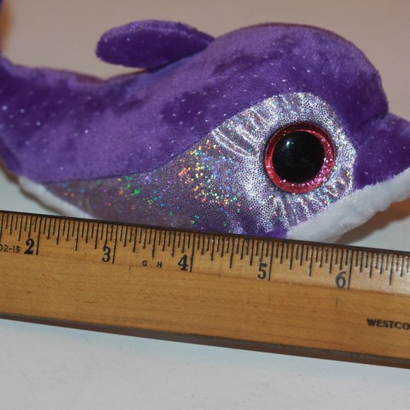 Ty Beanie Boos Flips the Dolphin Purple & Silver 6” Plush Stuffed Animal 2014 - Picture 2 of 3